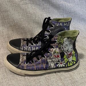 Converse Batman and Joker Comic Book Graphics High Top Lace-Up Sneakers